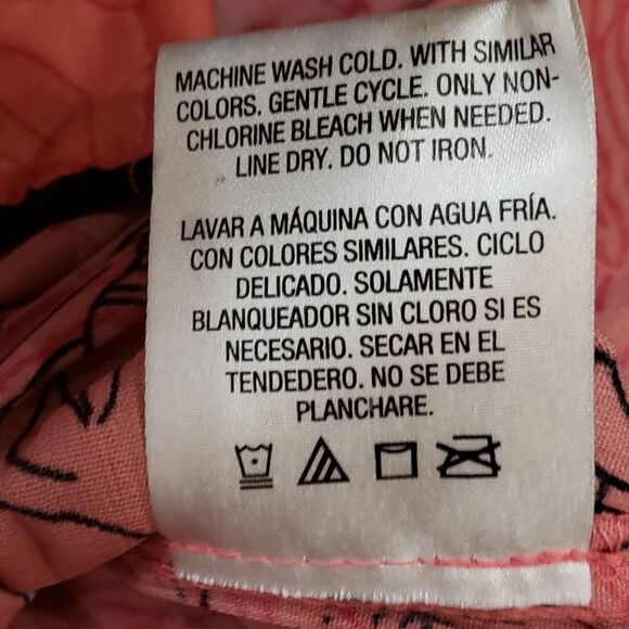 🔺️Laura Scott Coral Floral Print Crinkle Buttoned Blouse Large - Picture 12 of 12